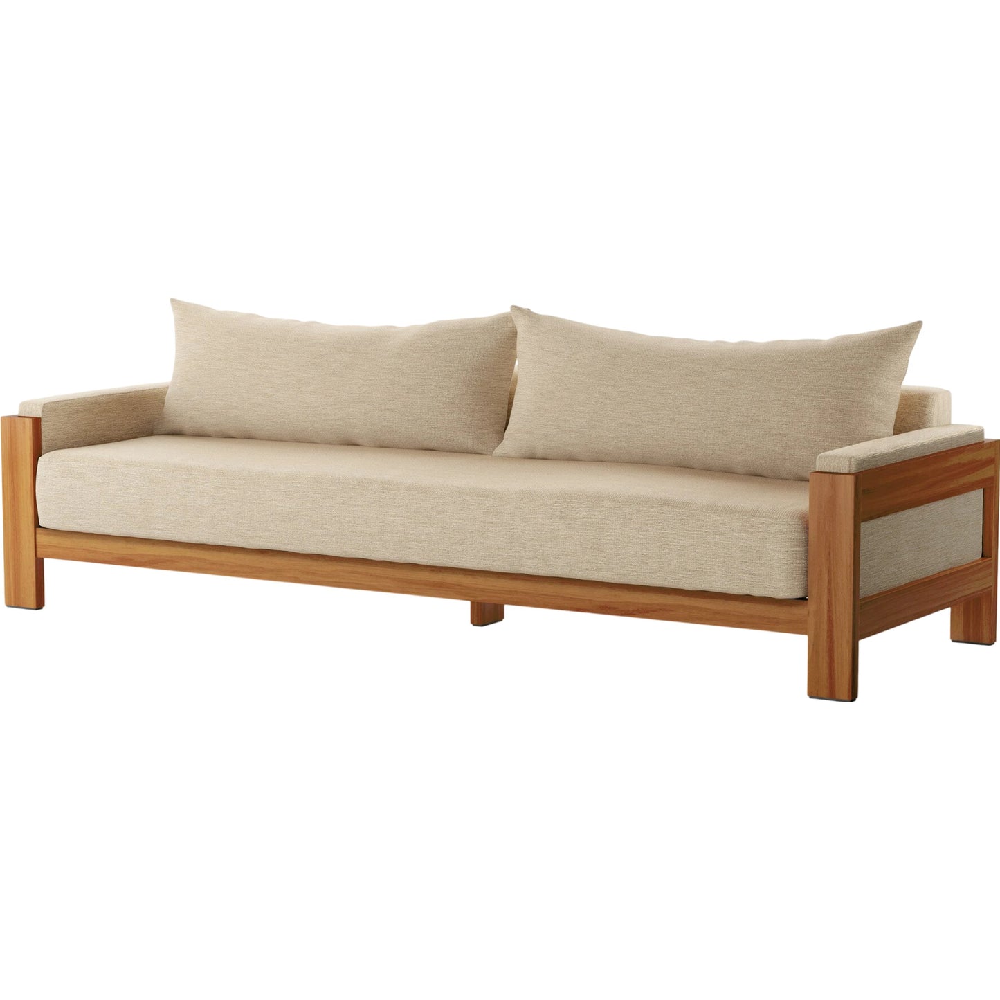 001 SI-2001096 | Primary Silo | Chapman Outdoor Sofa by Four Hands in casa cream, natural teak-fsc. Made from 100% olefin, solid fsc®-certified teak, 59% polyurethane foam, 30% polyester fiber, 11% polyester fiber batting in a modern style.