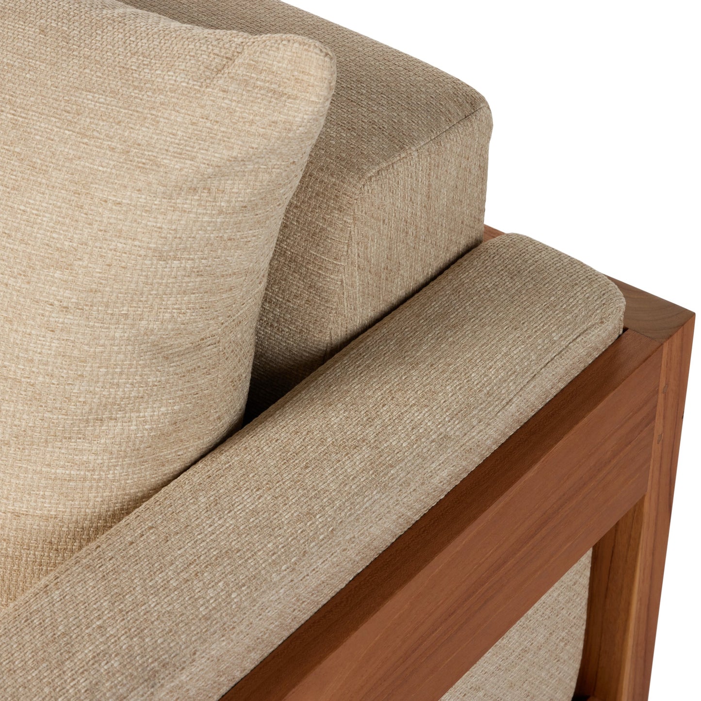 008 SI-2001096 | Additional Silo | Chapman Outdoor Sofa by Four Hands in casa cream, natural teak-fsc. Made from 100% olefin, solid fsc®-certified teak, 59% polyurethane foam, 30% polyester fiber, 11% polyester fiber batting in a modern style.