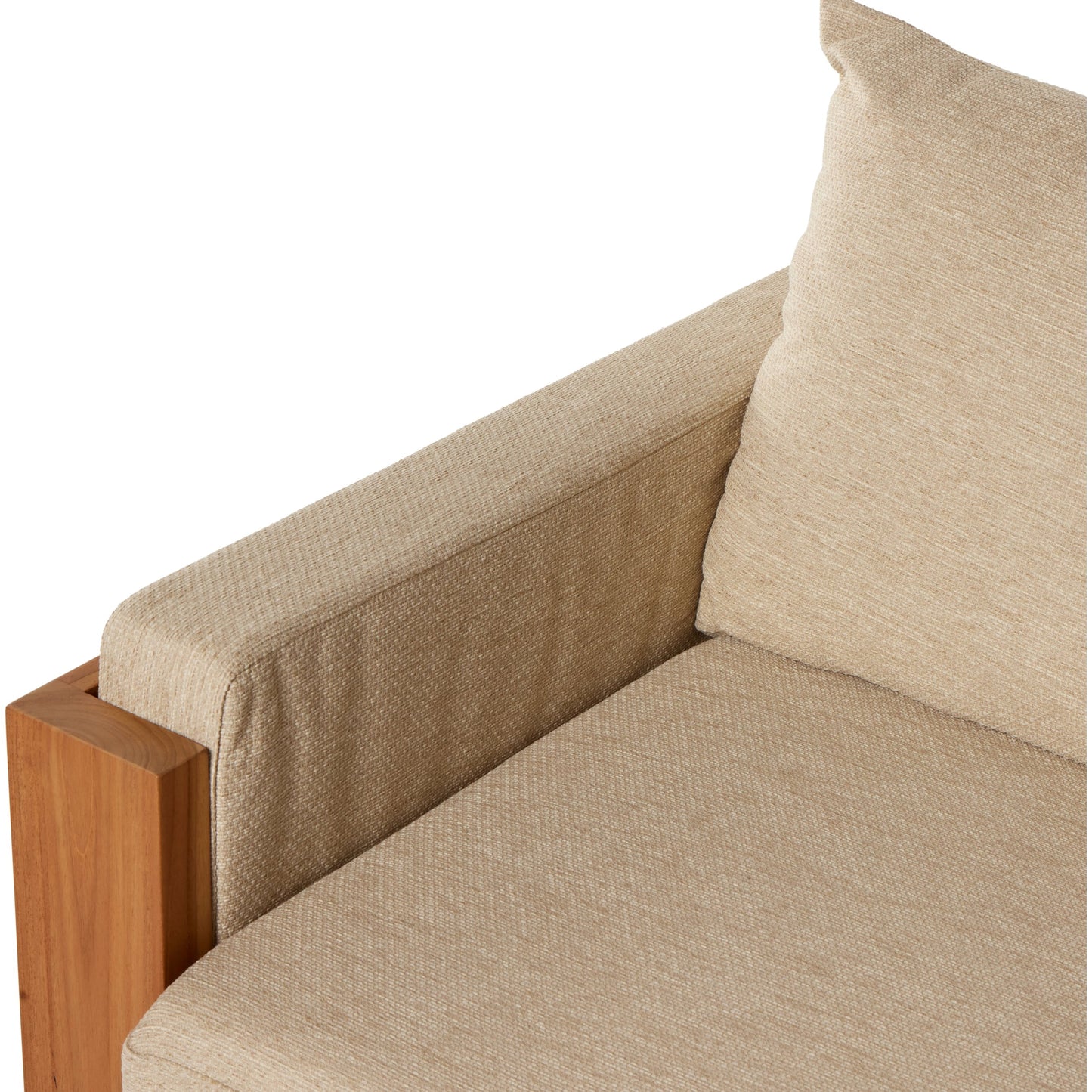 010 SI-2001096 | Additional Silo | Chapman Outdoor Sofa by Four Hands in casa cream, natural teak-fsc. Made from 100% olefin, solid fsc®-certified teak, 59% polyurethane foam, 30% polyester fiber, 11% polyester fiber batting in a modern style.