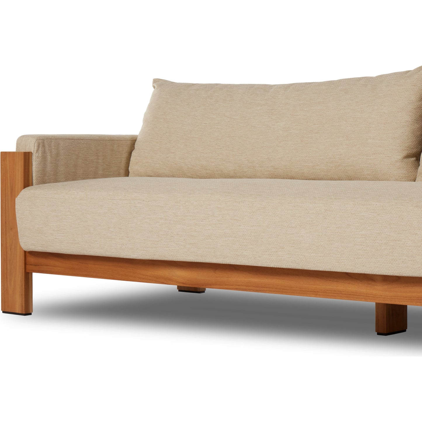 011 SI-2001096 | Additional Silo | Chapman Outdoor Sofa by Four Hands in casa cream, natural teak-fsc. Made from 100% olefin, solid fsc®-certified teak, 59% polyurethane foam, 30% polyester fiber, 11% polyester fiber batting in a modern style.