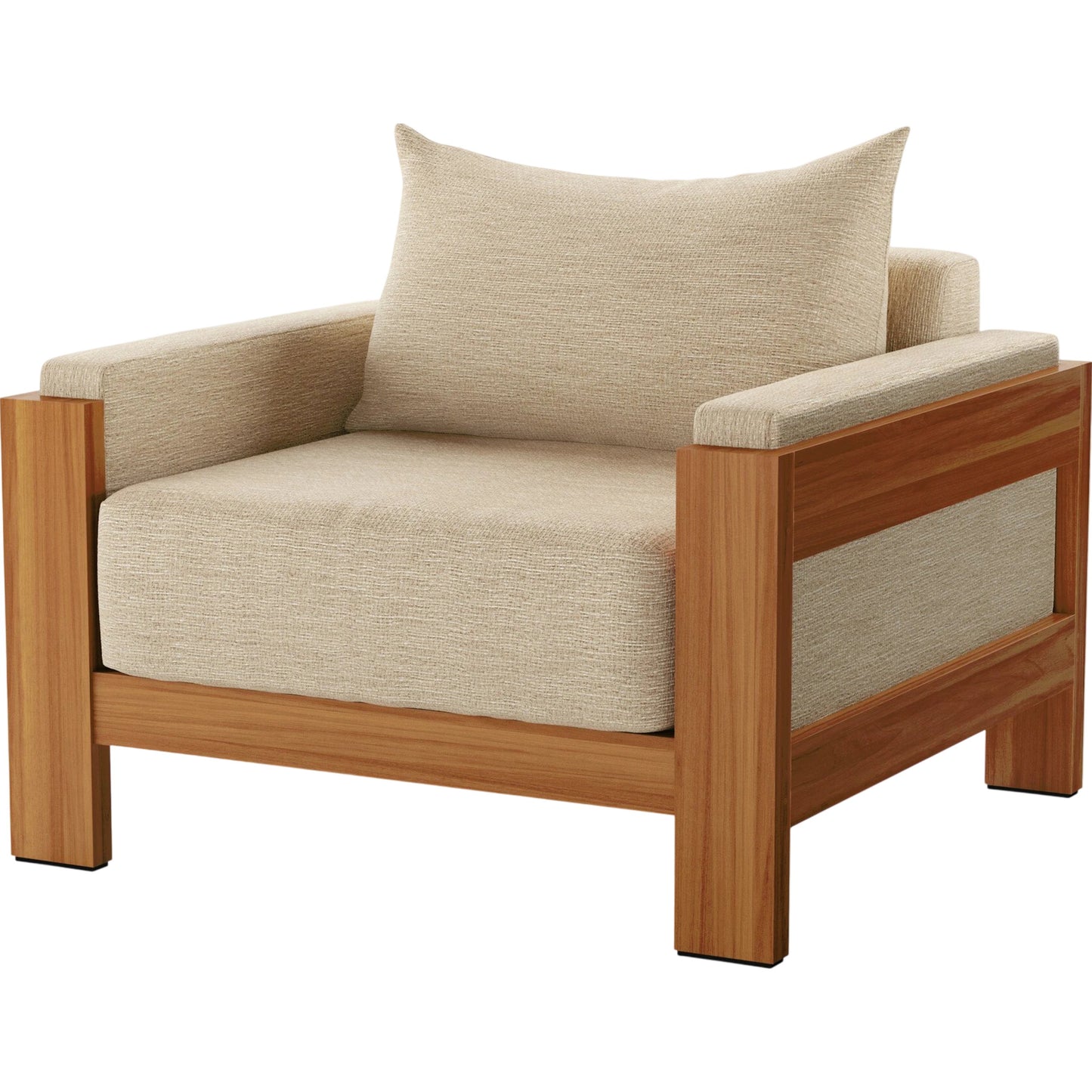 001 SI-2001091 | Primary Silo | Chapman Outdoor Chair by Four Hands in casa cream, natural teak-fsc. Made from 100% olefin, solid fsc®-certified teak, 59% polyurethane foam, 30% polyester fiber, 11% polyester fiber batting in a modern style.