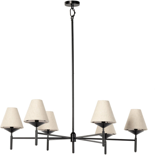001 SI-2001197 | Primary Silo | Dodie Chandelier by Four Hands in jet black. Made from iron, 100% cotton in a transitional style.