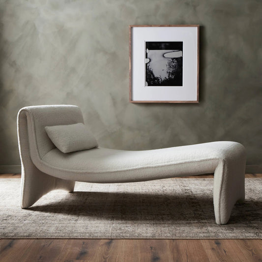 Bridgette Chaise by Four Hands in cardiff cream. Made from 100% polyester, poplar plywood, iron in a modern style.