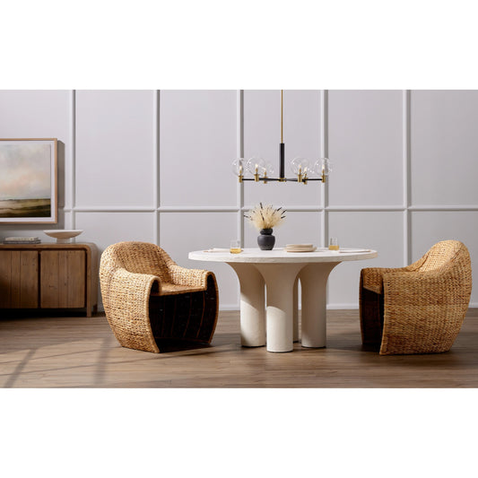 Parra Round Dining Table by Four Hands in white plaster molded concrete. Made from concrete in a modern style.