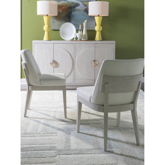 Solimar Upholstered Side Chair by Artistica Home in white, ivory and white oak. Made from white oak, fabric in a unique style.
