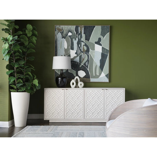 Solimar Media Console by Artistica Home in white oak. Made from white oak in a unique style.