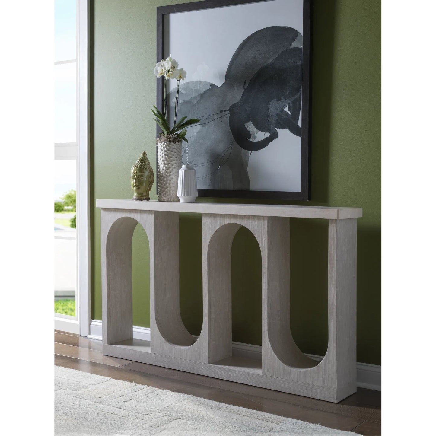 004 SI-2540389 | Lifestyle | Solimar Console by Artistica Home in white oak. Made from white oak in a unique style.