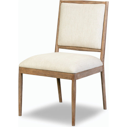 Glenview Dining Chair by Four Hands in essence natural and weathered oak. Made from 49% viscose (rayon), 22% flax, linen, 18% polyester, 11% cotton, solid oak in a modern style.