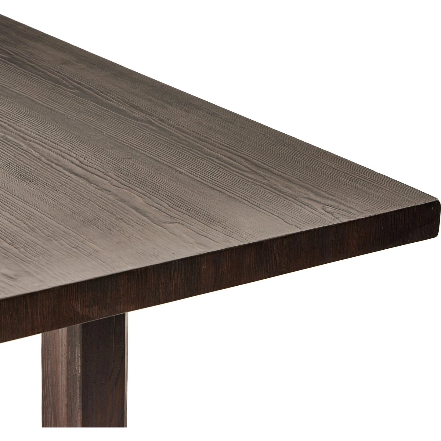 009 SI-2137638 | Closeup | The Arch Dining Table by Four Hands in medium brown fir. Made from thick pine veneer, solid pine, engineered hardwood in a modern style.