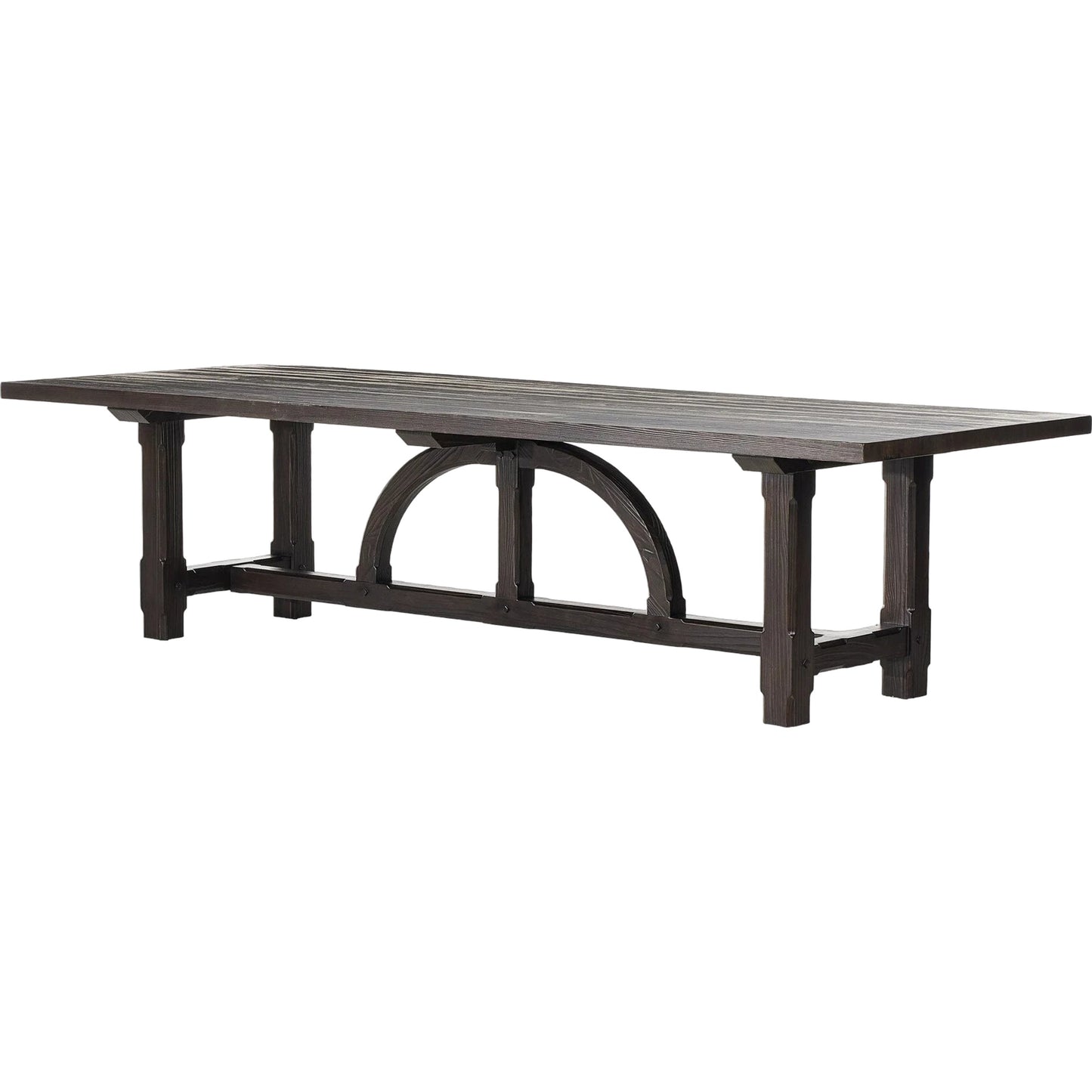 001 SI-2137638 | Primary Silo | The Arch Dining Table by Four Hands in medium brown fir. Made from thick pine veneer, solid pine, engineered hardwood in a modern style.