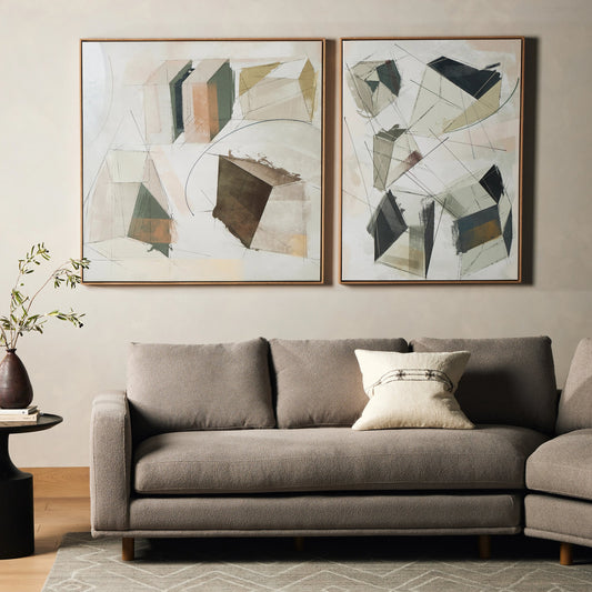 Escalate Diptych by Coup d’Esprit by Four Hands. Made from vertical grain white oak floater, matte canvas in a coastal style.