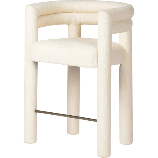 039 SI-2320277 | Primary Silo | Tacova Counter Stool by Four Hands in kerbey ivory, antique brass. Made from 96% polyester, 4% acrylic, iron in a modern style.