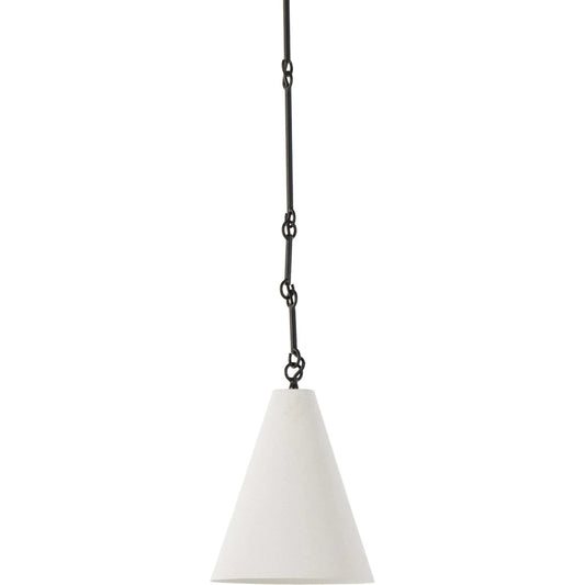 009 SI-2320081 | Primary Silo | Grazia Small Pendant by Four Hands in matte white plaster, antiqued iron. Made from iron in a modern style.