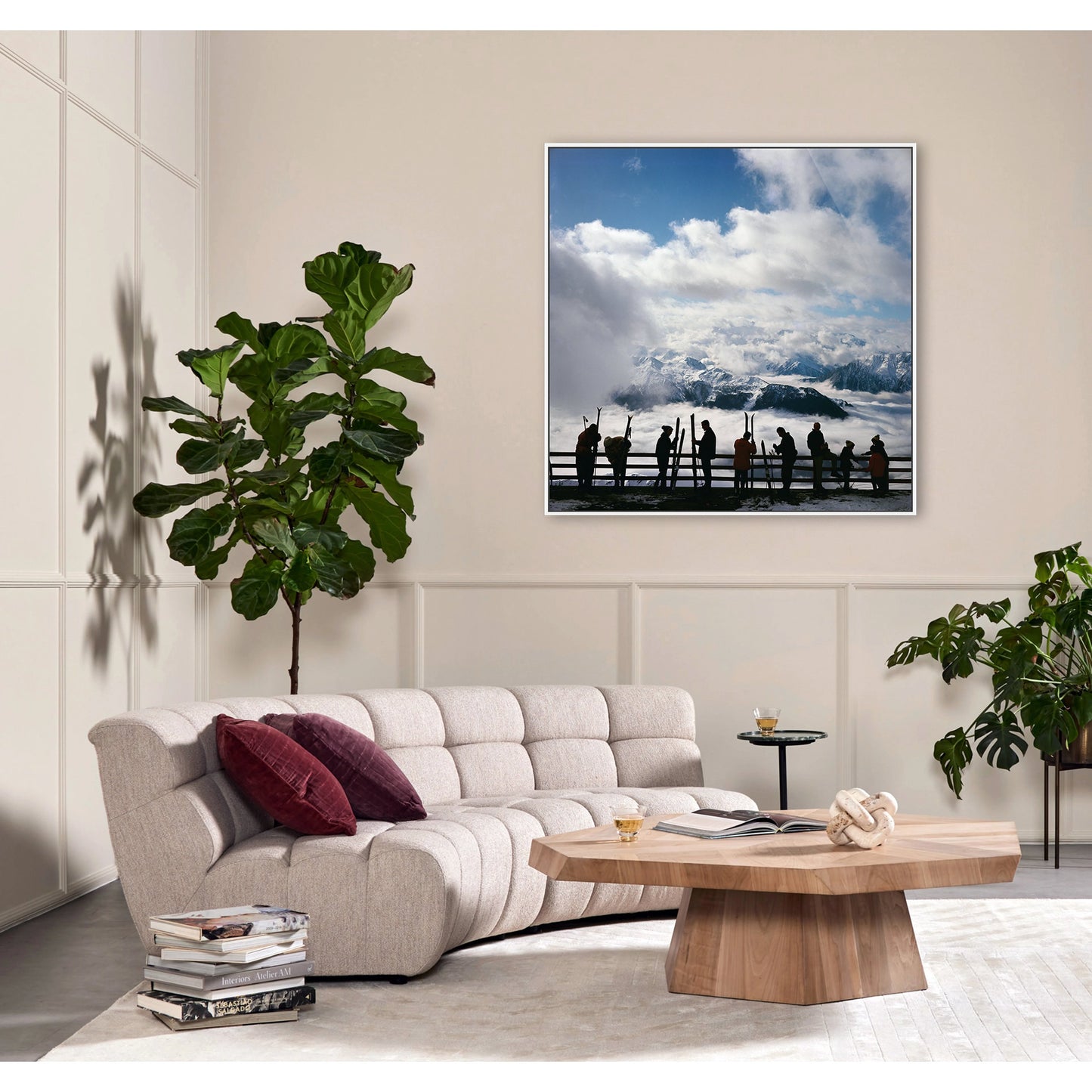 007 SI-2094335 | Lifestyle | Verbier View by Slim Aarons by Four Hands. Made from white maple, gloss white chromaluxe in a modern style.