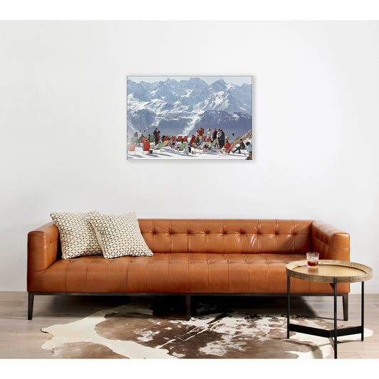 Lounging in Verbier by Slim Aarons by Four Hands. Made from white maple, gloss white chromaluxe in a modern style.