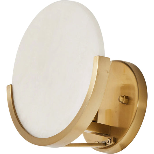 001 SI-2449401 | Primary Silo | Loraine Sconce by Four Hands in brushed brass, white alabaster. Made from brass, solid alabaster in a transitional style.