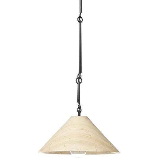 Concetta Pendant by Four Hands in ecru marble solid, matte black. Made from solid marble, iron in a transitional style.