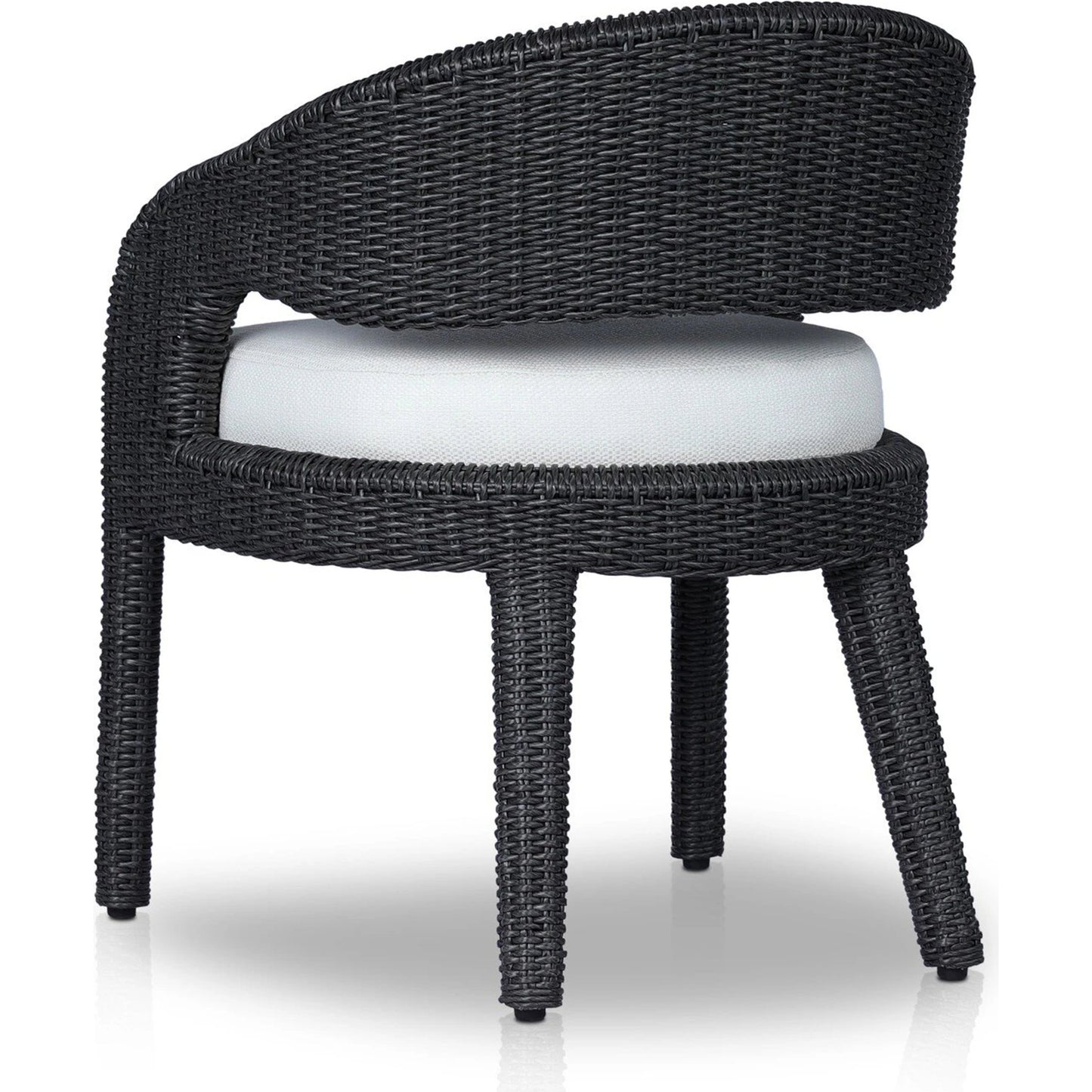 020 SI-2137371 | Closeup | Hawkins Outdoor Dining Chair by Four Hands. Made from 100% olefin, aluminum, 100% polyethylene in a modern style.