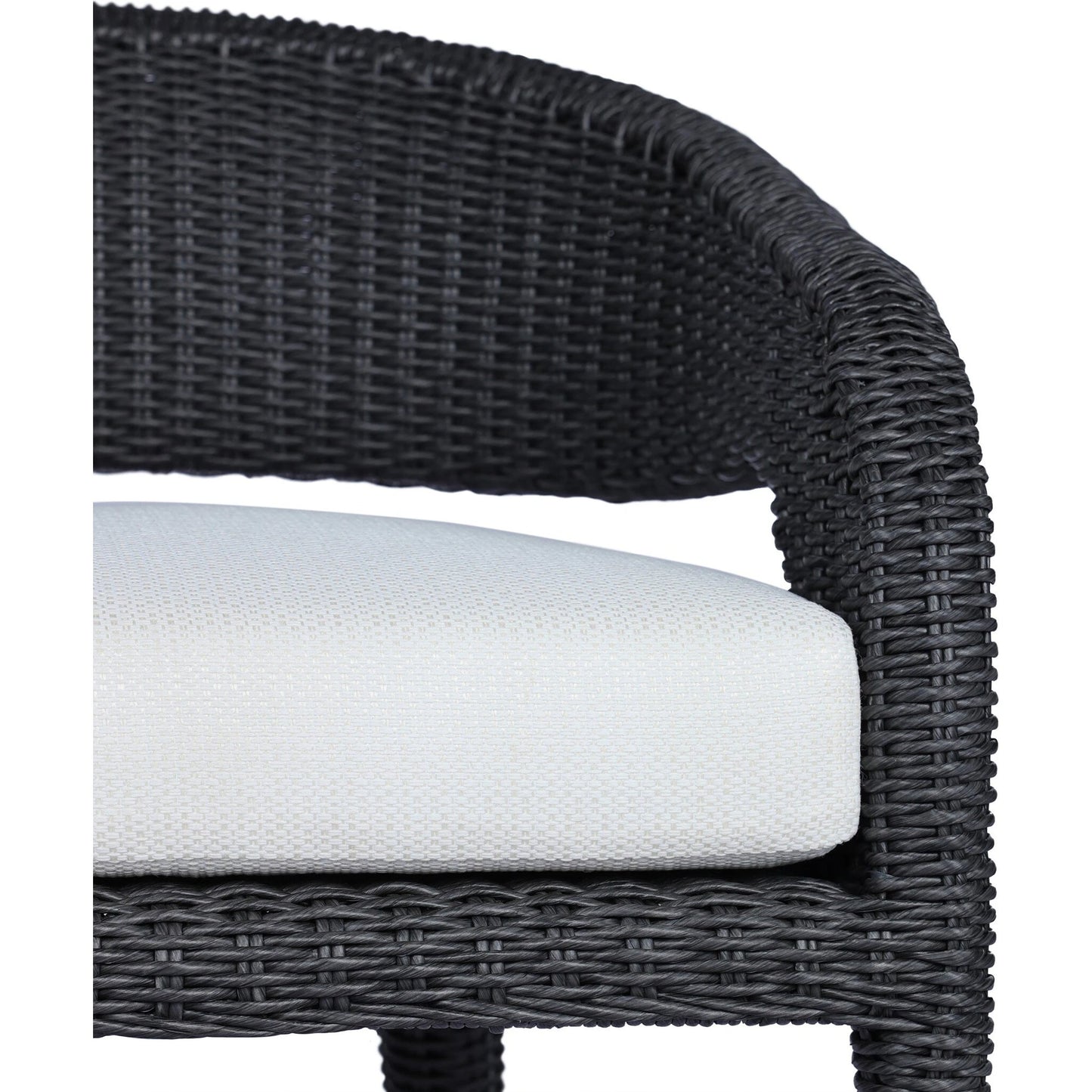 022 SI-2137371 | Closeup | Hawkins Outdoor Dining Chair by Four Hands. Made from 100% olefin, aluminum, 100% polyethylene in a modern style.