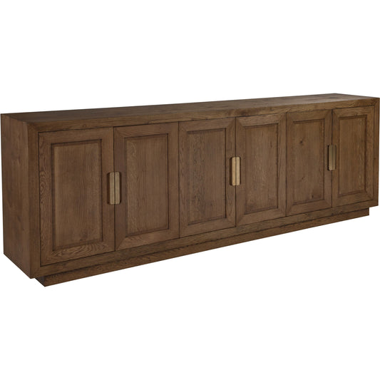 001 SI-2540399 | Primary Silo | Barnaby Long Media Console by Artistica Home in champagne bronze. Made from white oak in a unique style.