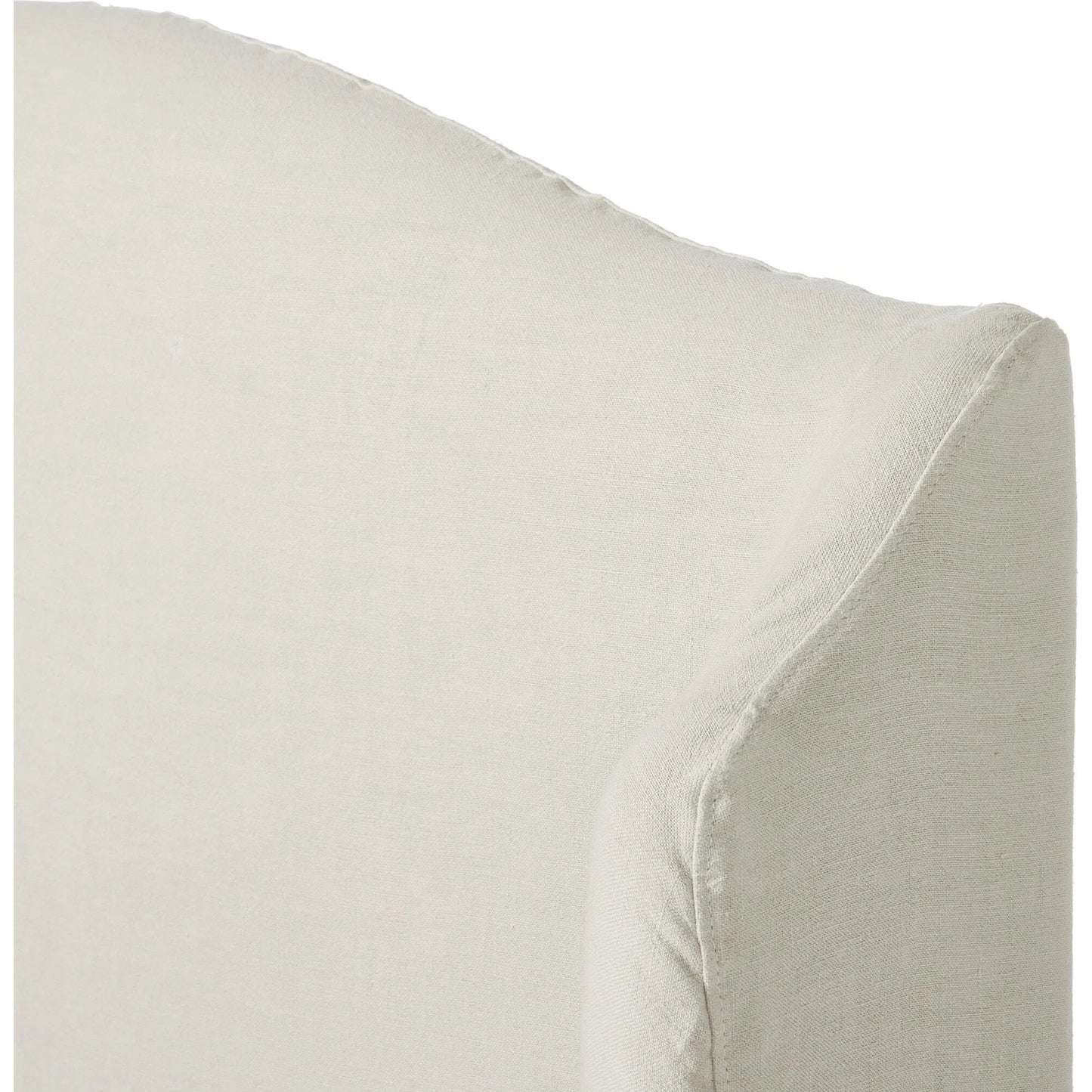 010 SI-2320168,SI-2320169 | Closeup | Meryl Slipcover Bed by Four Hands in broadway mist, black parawood. Made from 100% flax/linen, solid parawood in a unique style.