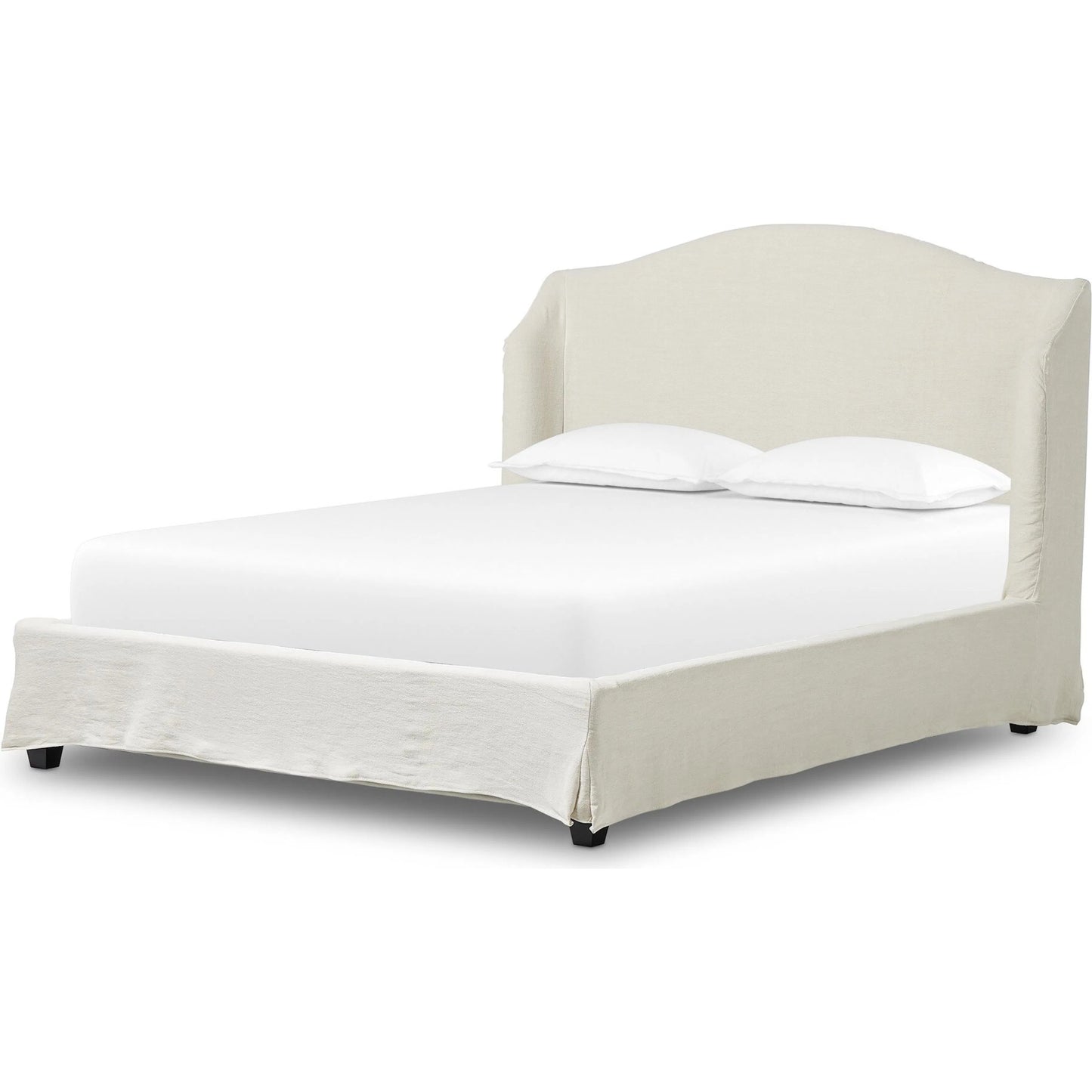 001 SI-2320168,SI-2320169 | Primary Silo | Meryl Slipcover Bed by Four Hands in broadway mist, black parawood. Made from 100% flax/linen, solid parawood in a unique style.