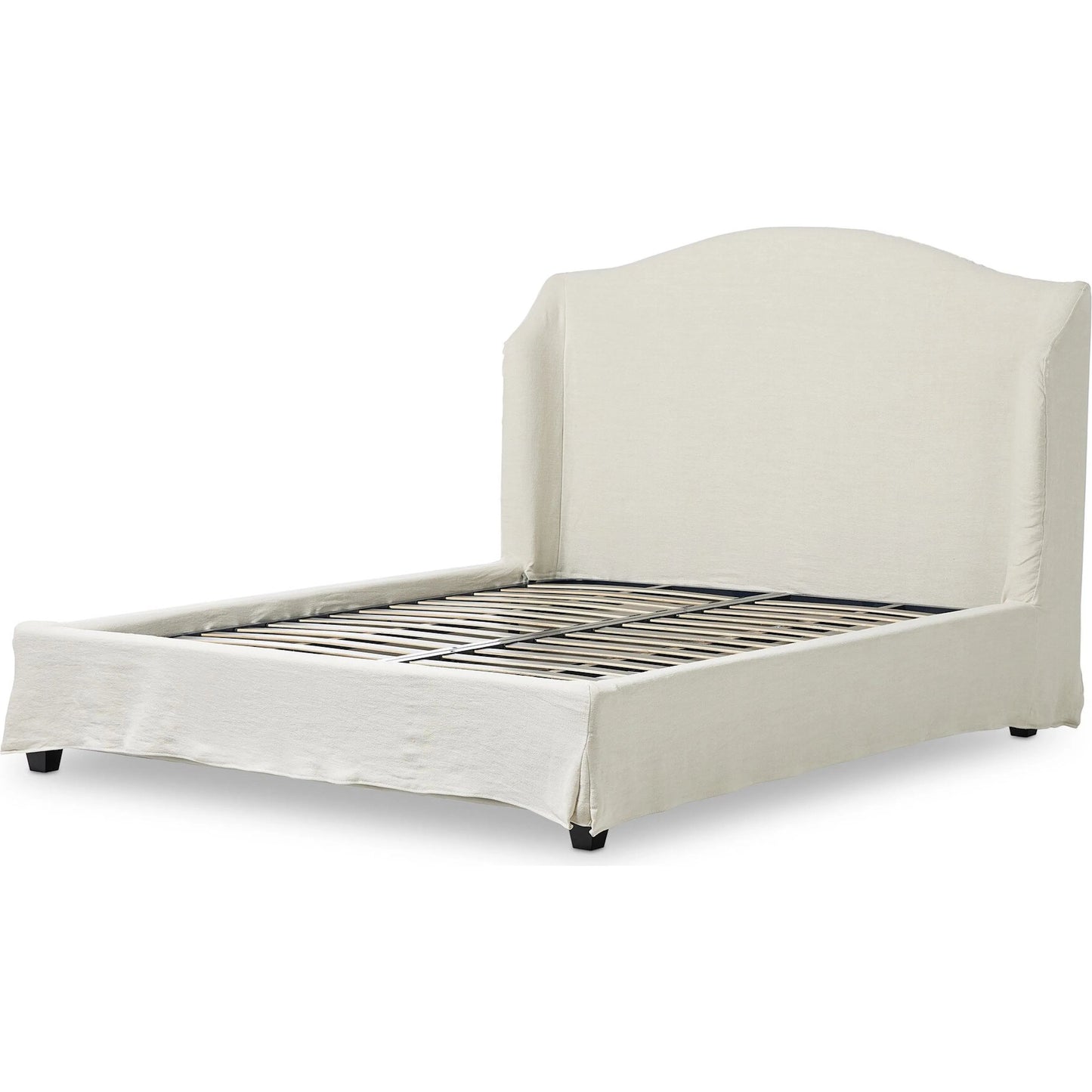 005 SI-2320168,SI-2320169 | Additional Silo | Meryl Slipcover Bed by Four Hands in broadway mist, black parawood. Made from 100% flax/linen, solid parawood in a unique style.