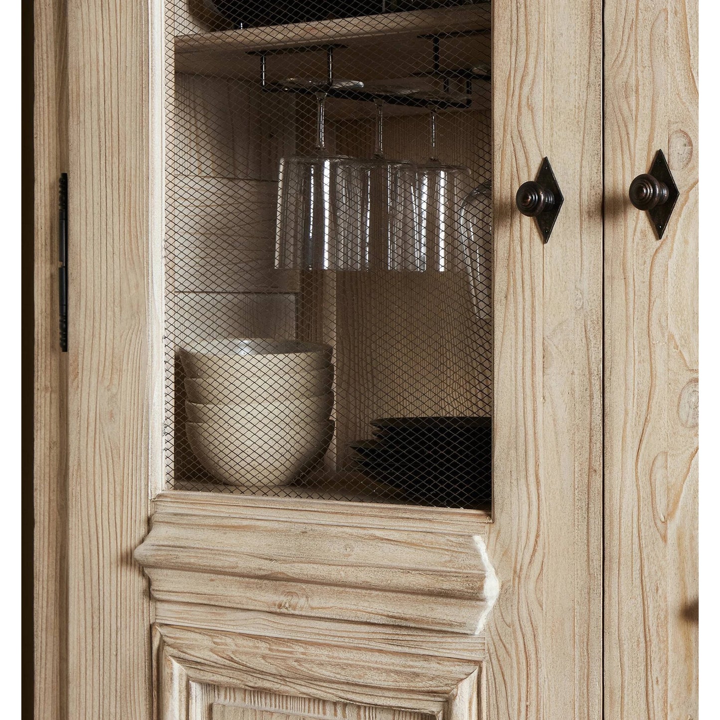 007 SI-2137632 | Closeup | The "Please No More Doors" Cabinet by Four Hands in natural pine. Made from solid pine, thick pine veneer in a modern style.
