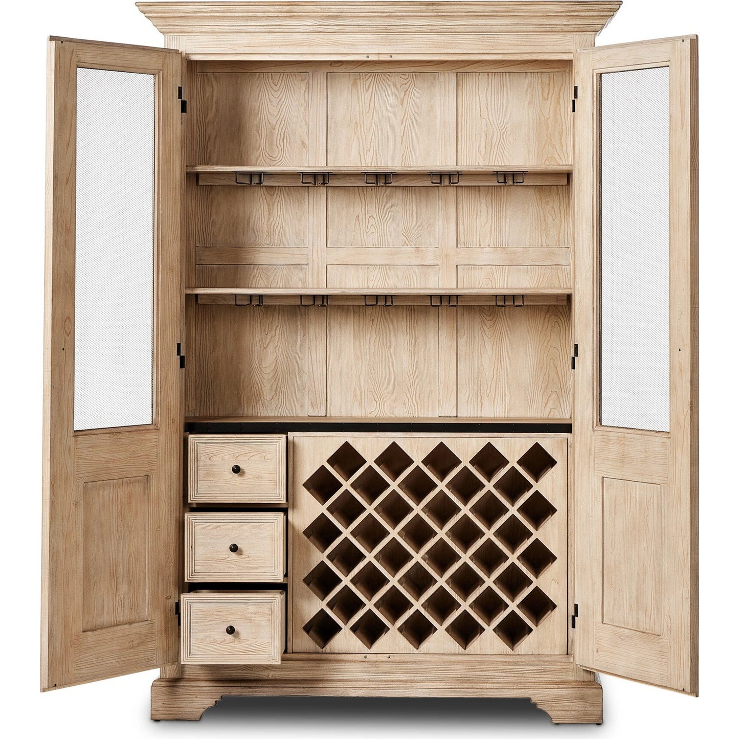 014 SI-2137632 | Closeup | The "Please No More Doors" Cabinet by Four Hands in natural pine. Made from solid pine, thick pine veneer in a modern style.