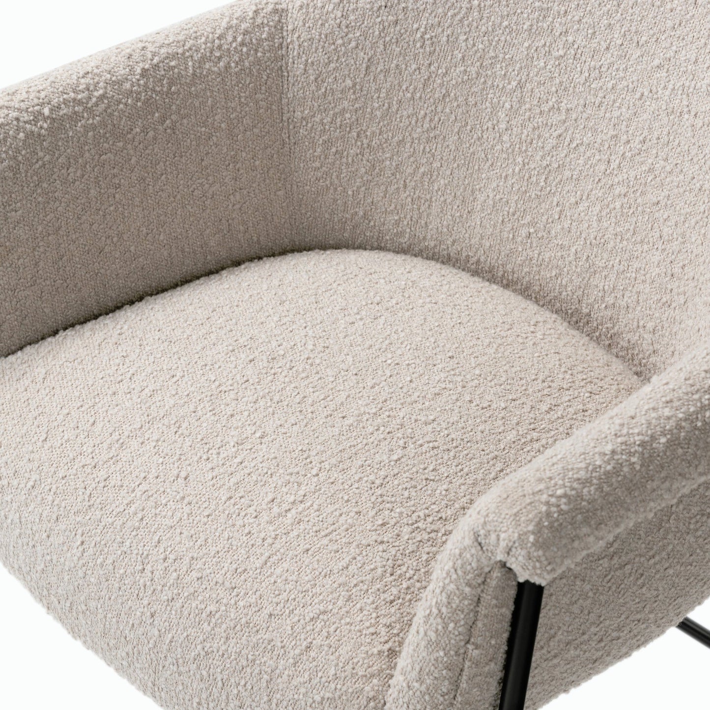 008 SI-2158510 | Closeup | Suerte Bar + Counter Stool by Four Hands in knoll sand, matte ebony and knoll sand. Made from 95% polyester, 5% acrylic, iron, 100% polyester in a modern style.