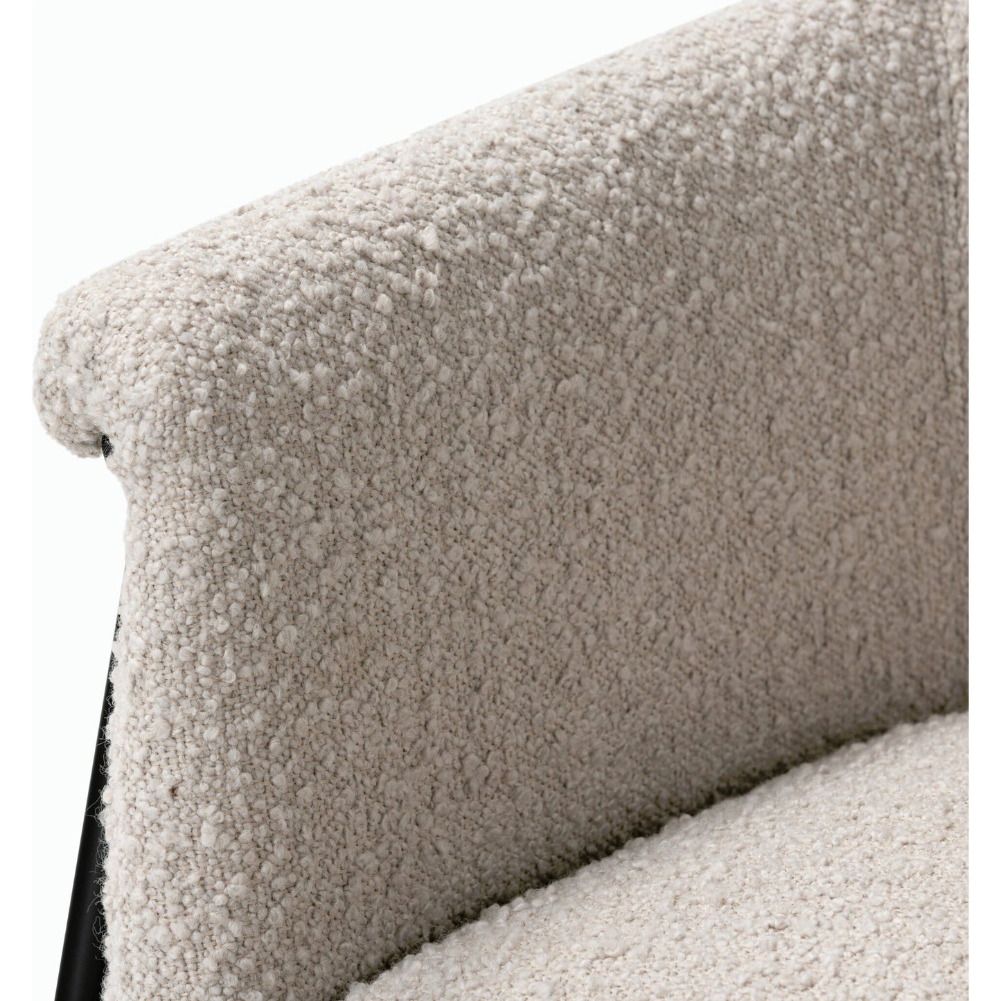 009 SI-2158510 | Closeup | Suerte Bar + Counter Stool by Four Hands in knoll sand, matte ebony and knoll sand. Made from 95% polyester, 5% acrylic, iron, 100% polyester in a modern style.
