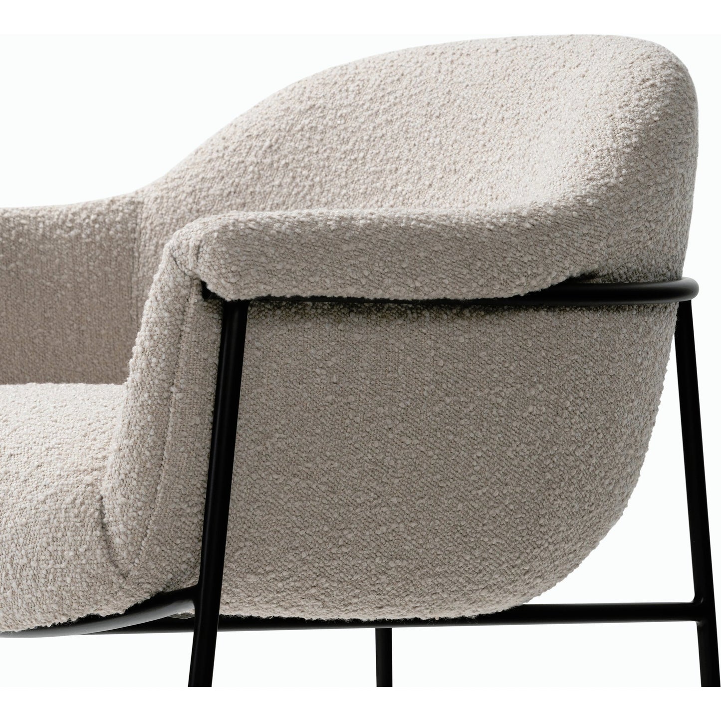 010 SI-2158510 | Closeup | Suerte Bar + Counter Stool by Four Hands in knoll sand, matte ebony and knoll sand. Made from 95% polyester, 5% acrylic, iron, 100% polyester in a modern style.