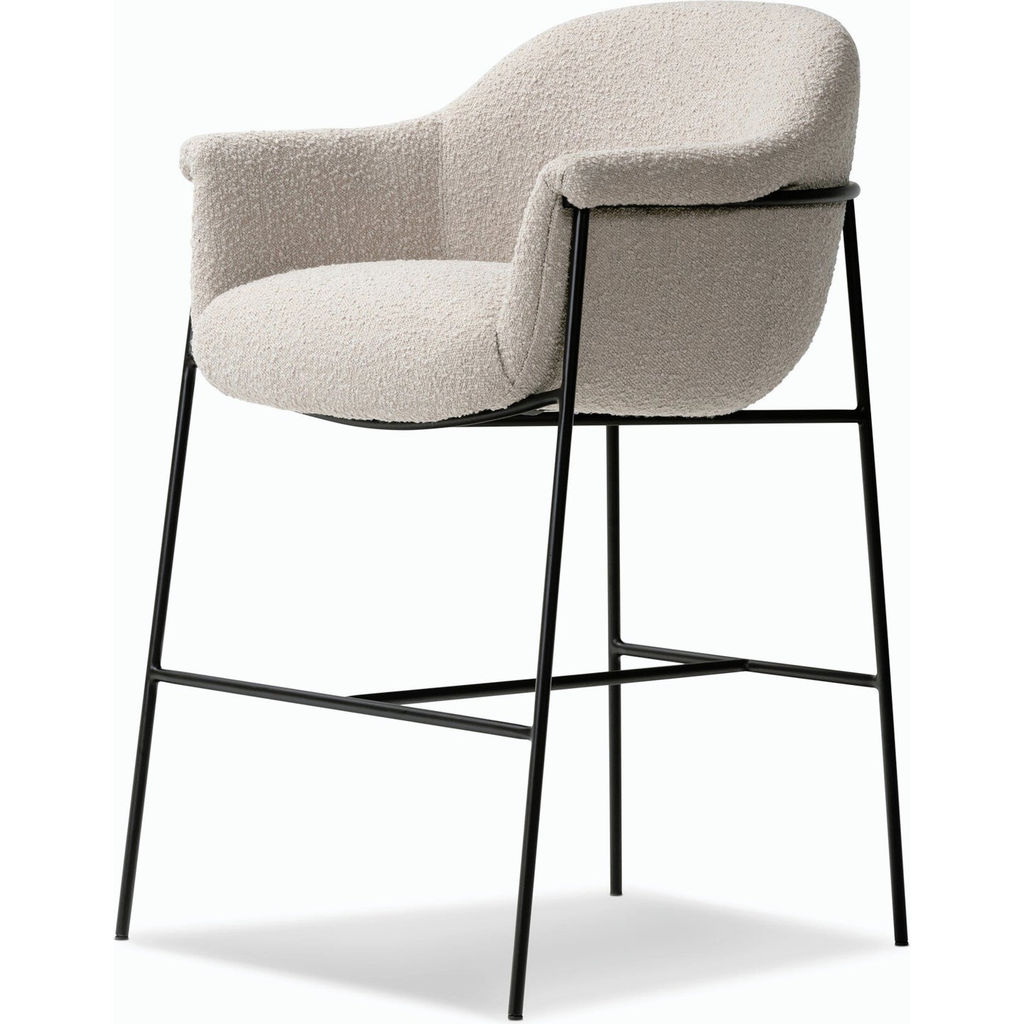 012 SI-2158510 | Closeup | Suerte Bar + Counter Stool by Four Hands in knoll sand, matte ebony and knoll sand. Made from 95% polyester, 5% acrylic, iron, 100% polyester in a modern style.
