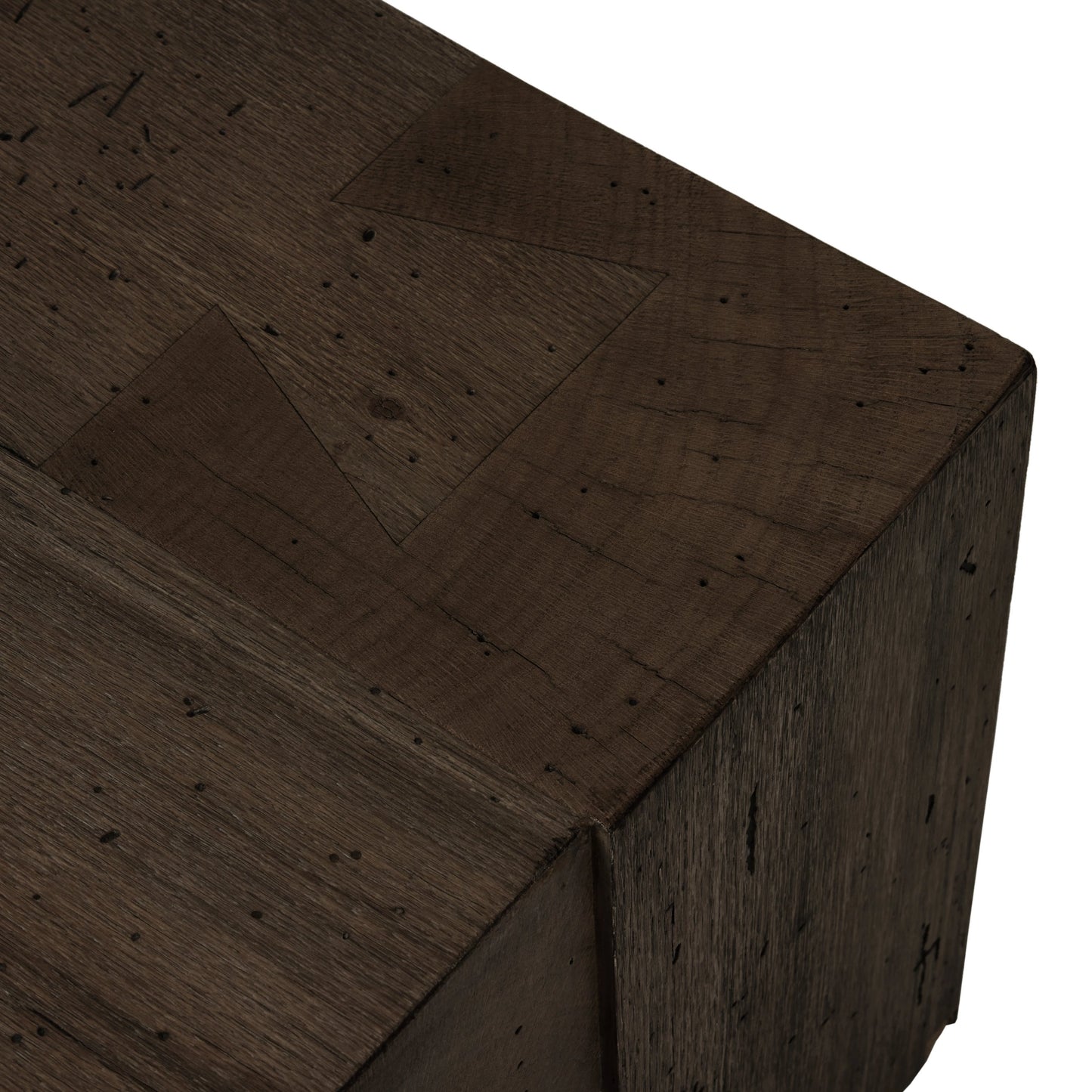 017 SI-2000879 | Closeup | Abaso Rectangular Coffee Table by Four Hands. Made from thick oak veneer, engineered hardwood in a modern style.