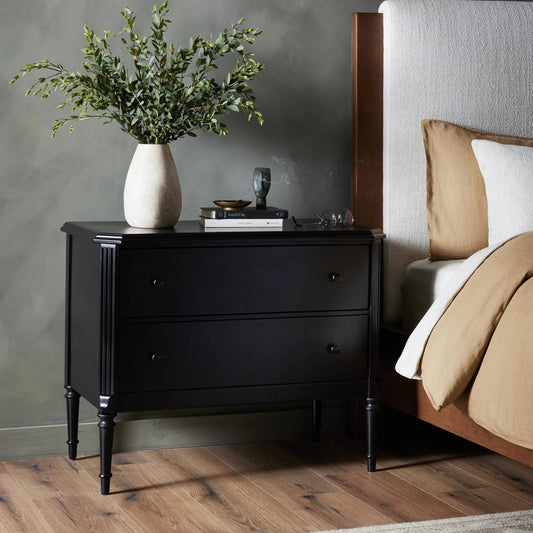 Lendon Nightstand by Four Hands in black. Made from iron in a modern style.