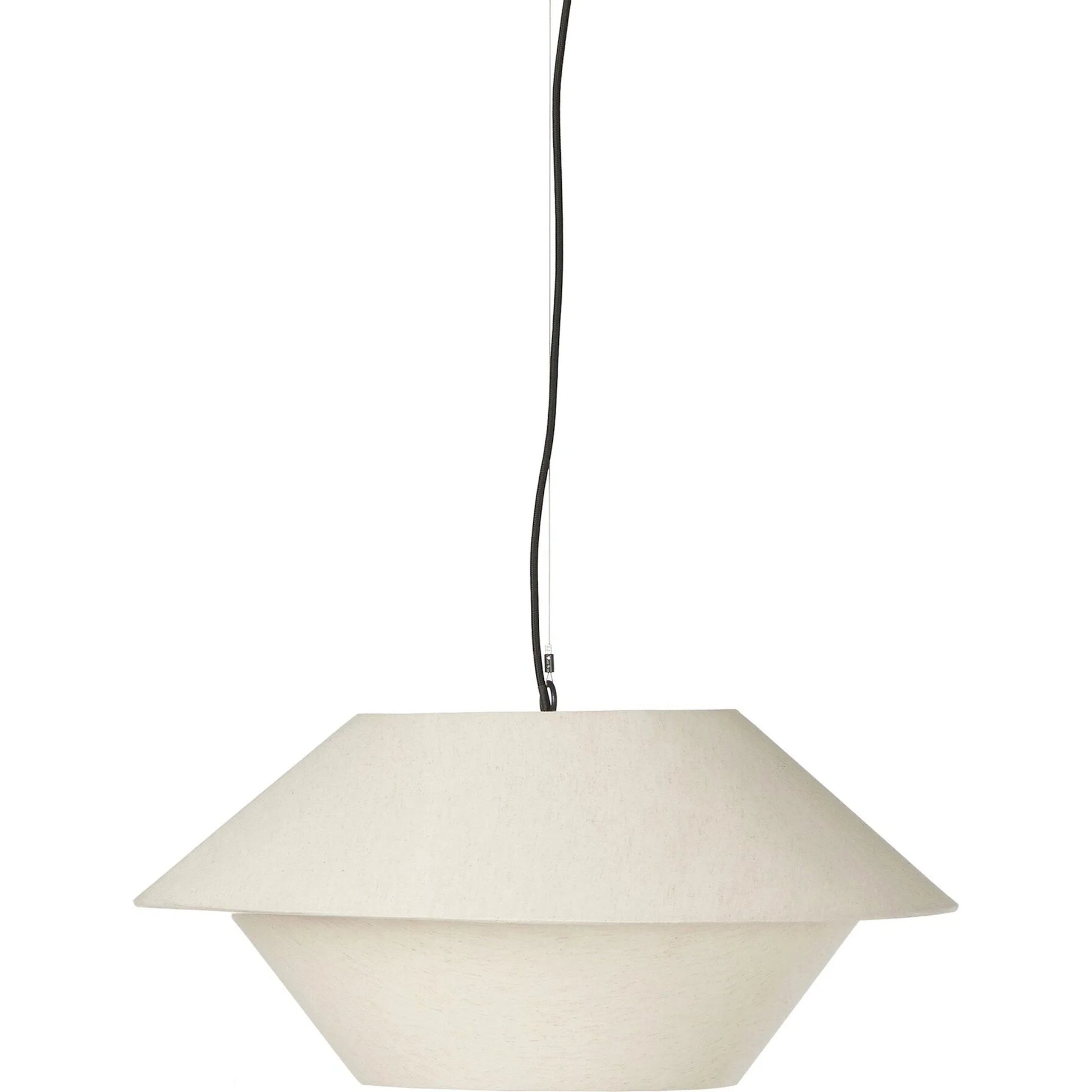 Mccarthy Pendant by Four Hands in beige linen, antiqued iron. Made from 100% cotton, iron in a modern style.