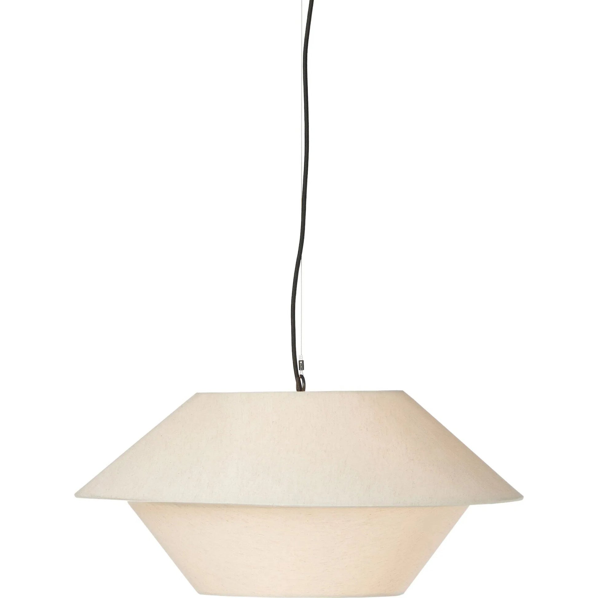 Mccarthy Pendant by Four Hands in beige linen, antiqued iron. Made from 100% cotton, iron in a modern style.