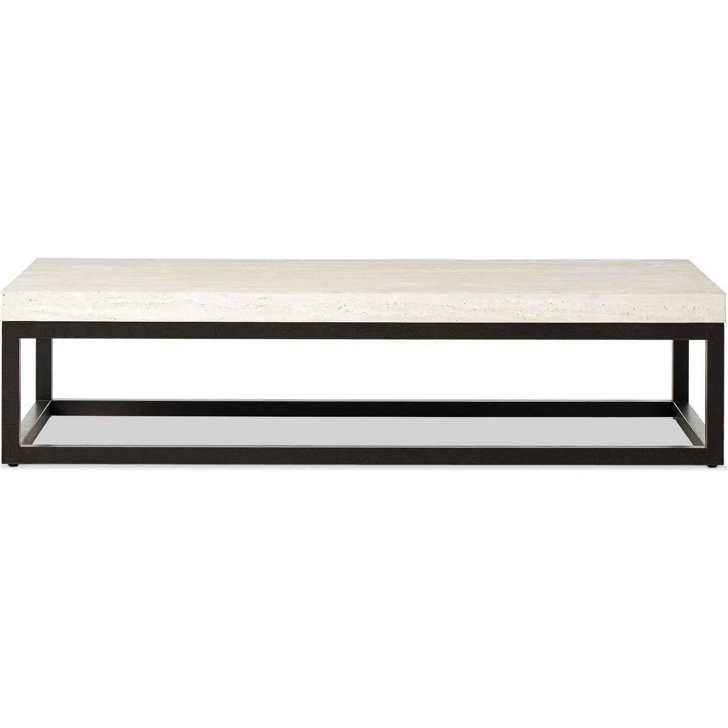 004 SI-2137646 | Additional Silo | The Rectangular Coffee Table by Four Hands in travertine, bronze pebble texture. Made from solid travertine, iron in a modern style.