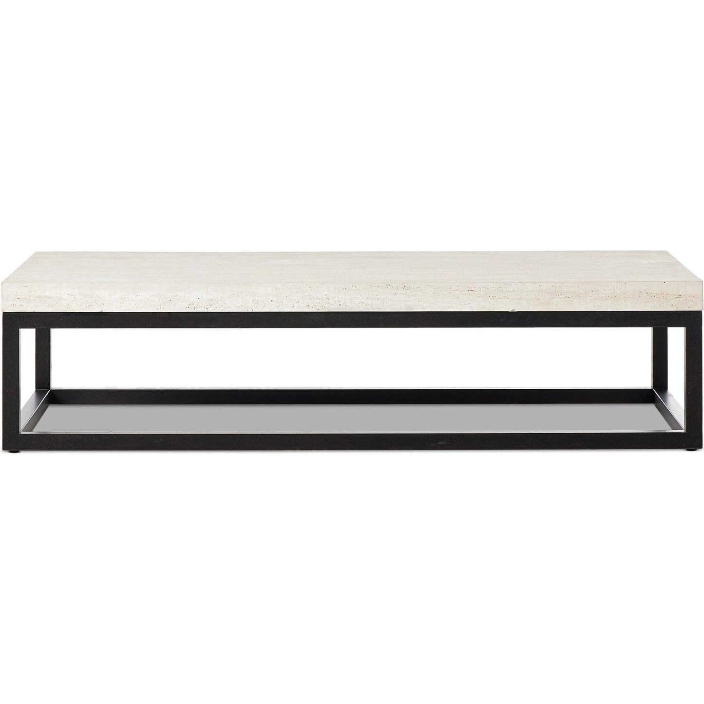 002 SI-2137646 | Additional Silo | The Rectangular Coffee Table by Four Hands in travertine, bronze pebble texture. Made from solid travertine, iron in a modern style.