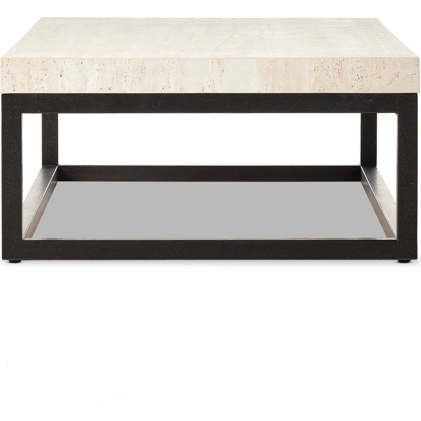 003 SI-2137646 | Additional Silo | The Rectangular Coffee Table by Four Hands in travertine, bronze pebble texture. Made from solid travertine, iron in a modern style.