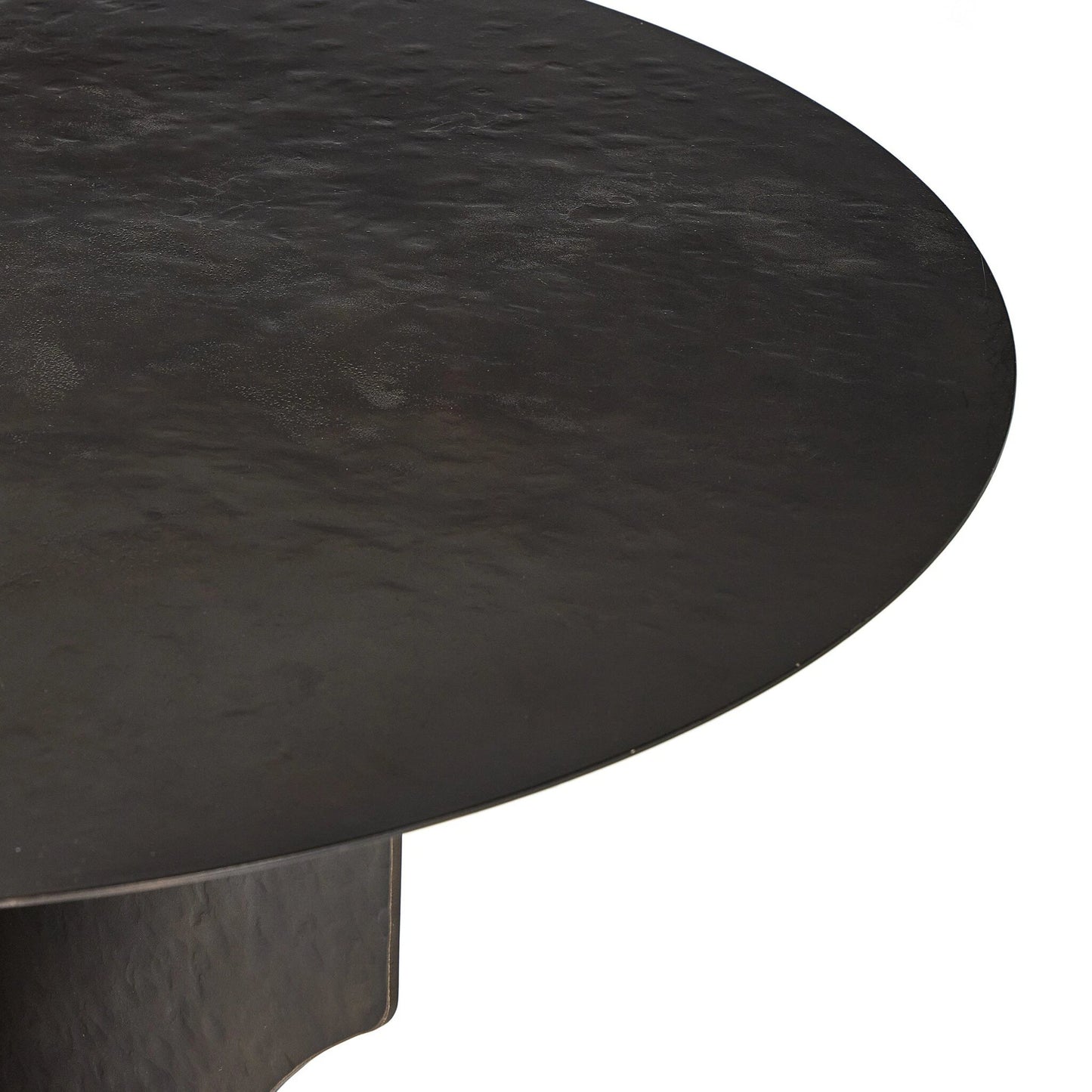 005 SI-2137573 | Closeup | Round Side Table in Solid Iron by Four Hands in bronze hammered textured. Made from iron in a modern style.