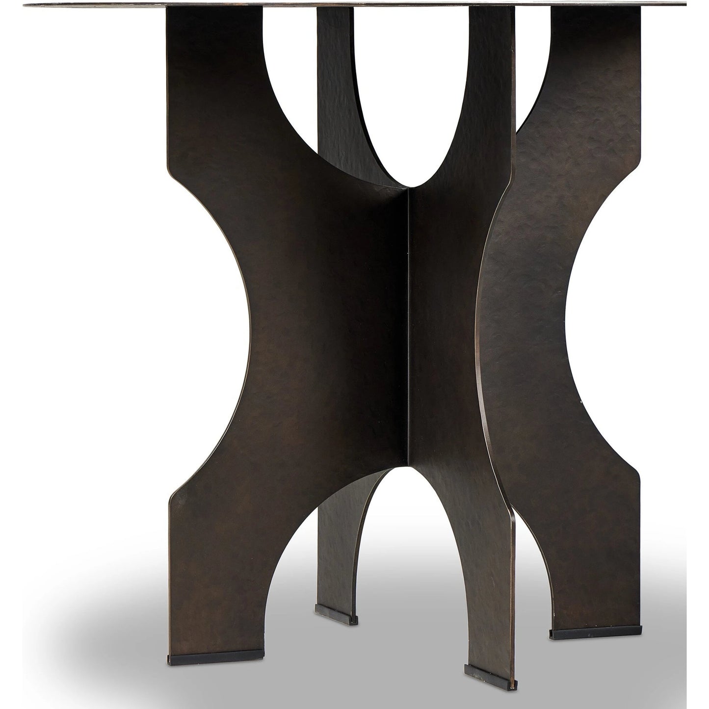 008 SI-2137573 | Closeup | Round Side Table in Solid Iron by Four Hands in bronze hammered textured. Made from iron in a modern style.
