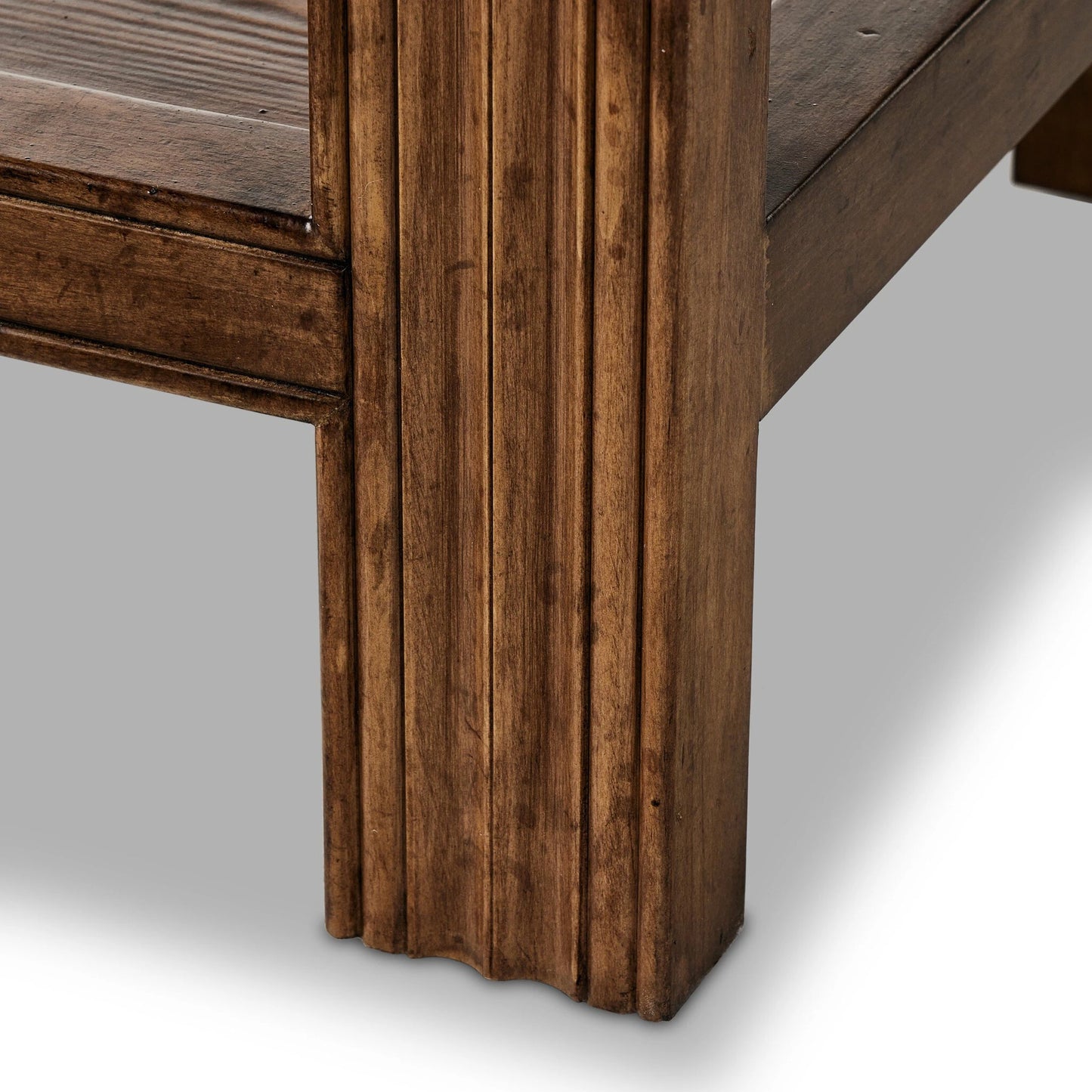 011 SI-2137644 | Closeup | The Lazy Monsieur Partouche Table by Four Hands in distressed brown. Made from pine veneer, solid pine in a modern style.