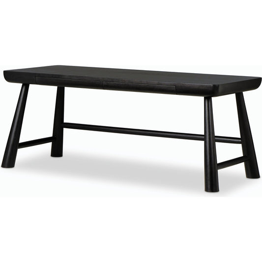 Lorik Desk by Four Hands in worn black acacia. Made from solid acacia in a modern style.