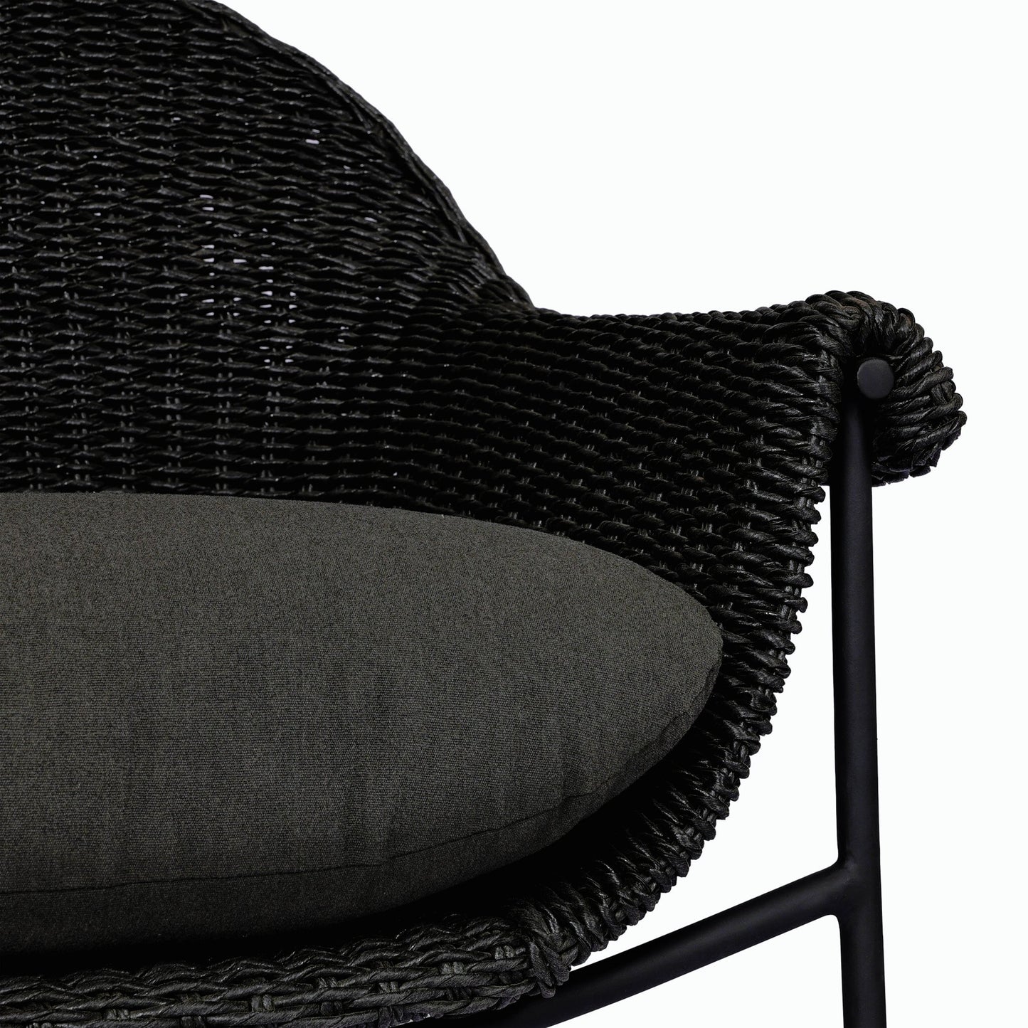 018 SI-2158514 | Closeup | Suerte Outdoor Dining Chair by Four Hands. Made from 100% acrylic, iron, 100% polyethylene in a modern style.