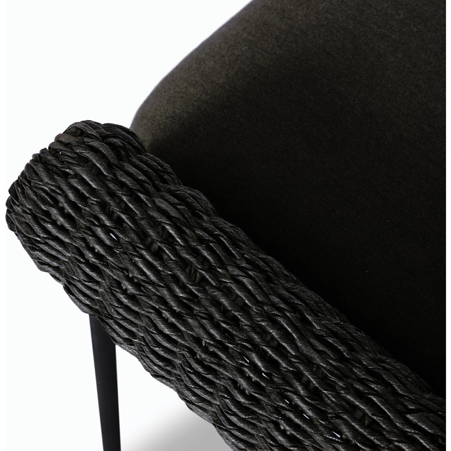 022 SI-2158514 | Closeup | Suerte Outdoor Dining Chair by Four Hands. Made from 100% acrylic, iron, 100% polyethylene in a modern style.