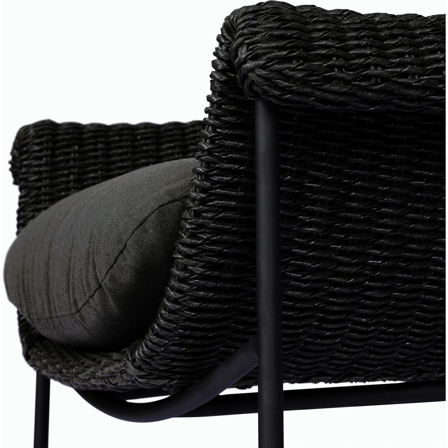 024 SI-2158514 | Closeup | Suerte Outdoor Dining Chair by Four Hands. Made from 100% acrylic, iron, 100% polyethylene in a modern style.