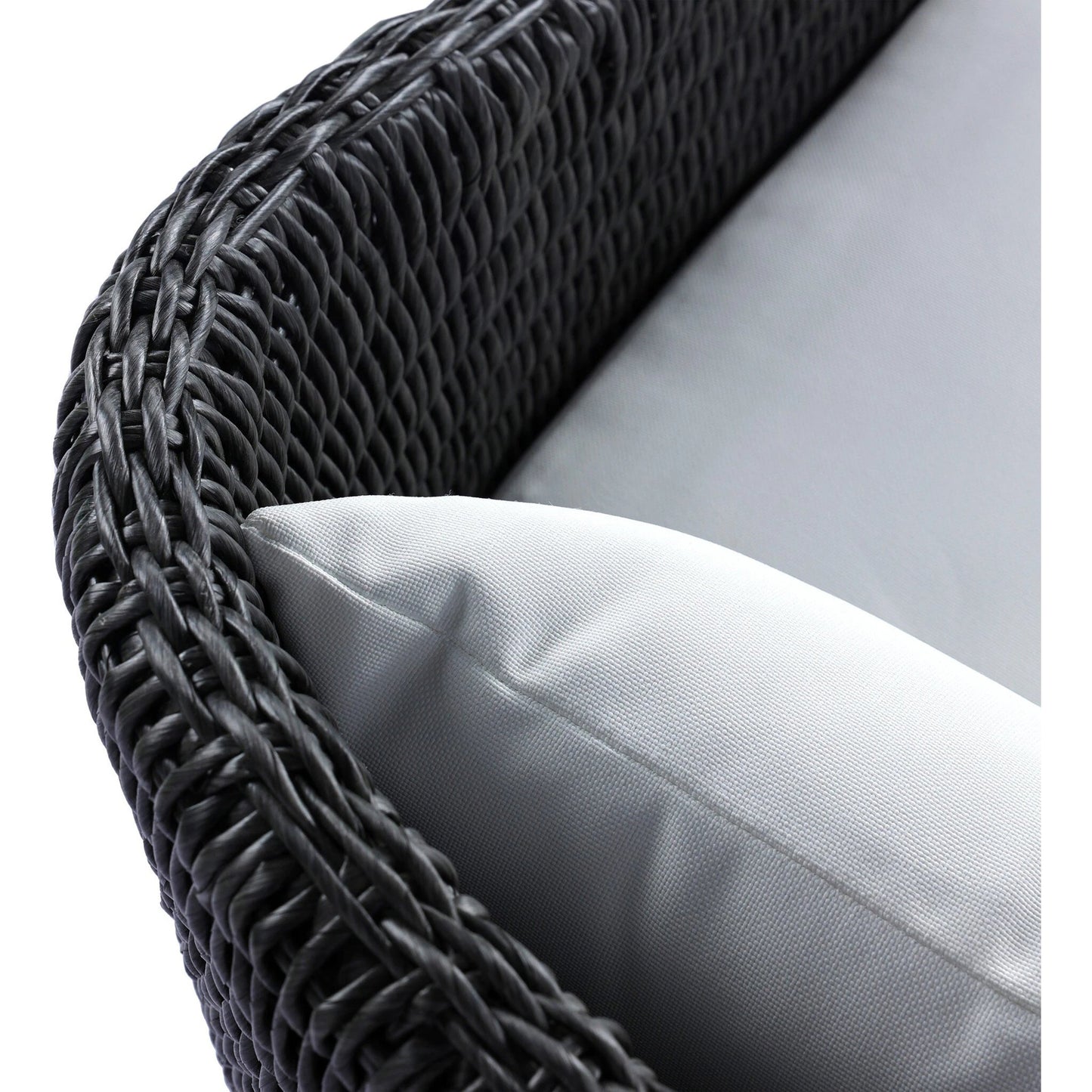 037 SI-2137317 | Closeup | Fae Outdoor Dining Chair by Four Hands in stinson white. Made from 100% olefin, 100% polyethylene in a modern style.