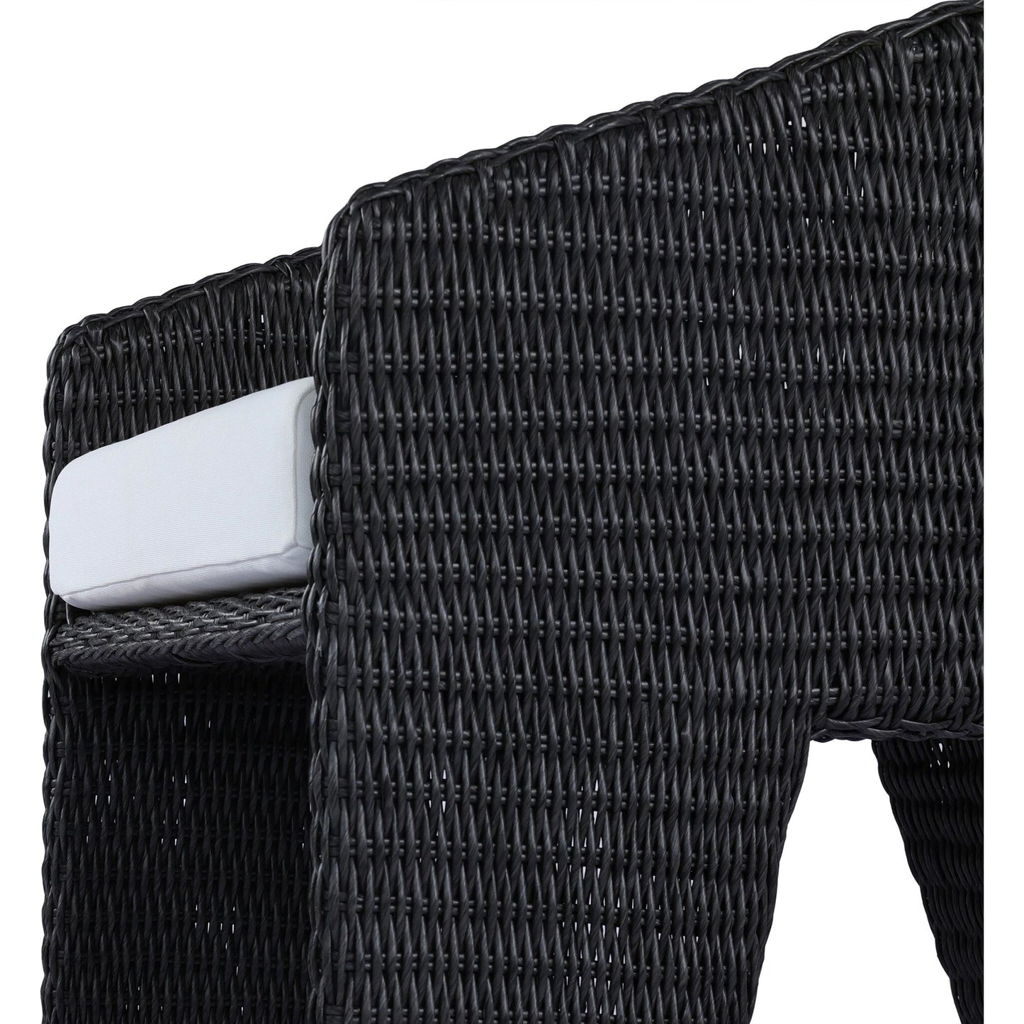 038 SI-2137317 | Closeup | Fae Outdoor Dining Chair by Four Hands in stinson white. Made from 100% olefin, 100% polyethylene in a modern style.