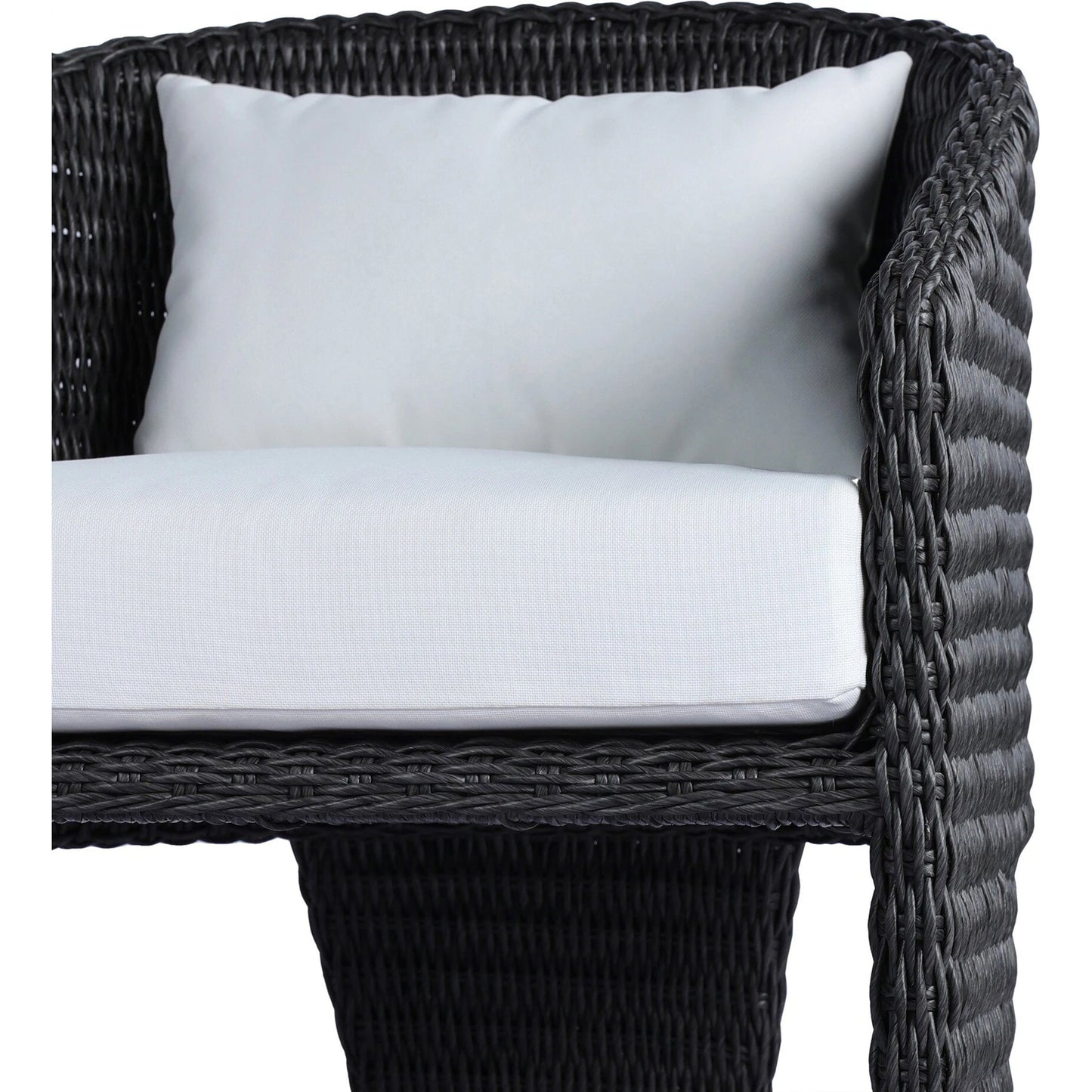 040 SI-2137317 | Closeup | Fae Outdoor Dining Chair by Four Hands in stinson white. Made from 100% olefin, 100% polyethylene in a modern style.
